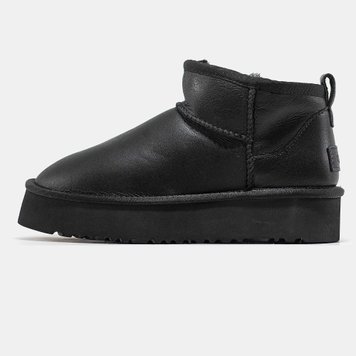 Уггі UGG Ultra Mini Black Platform Leather 10037-Чорний-36 фото